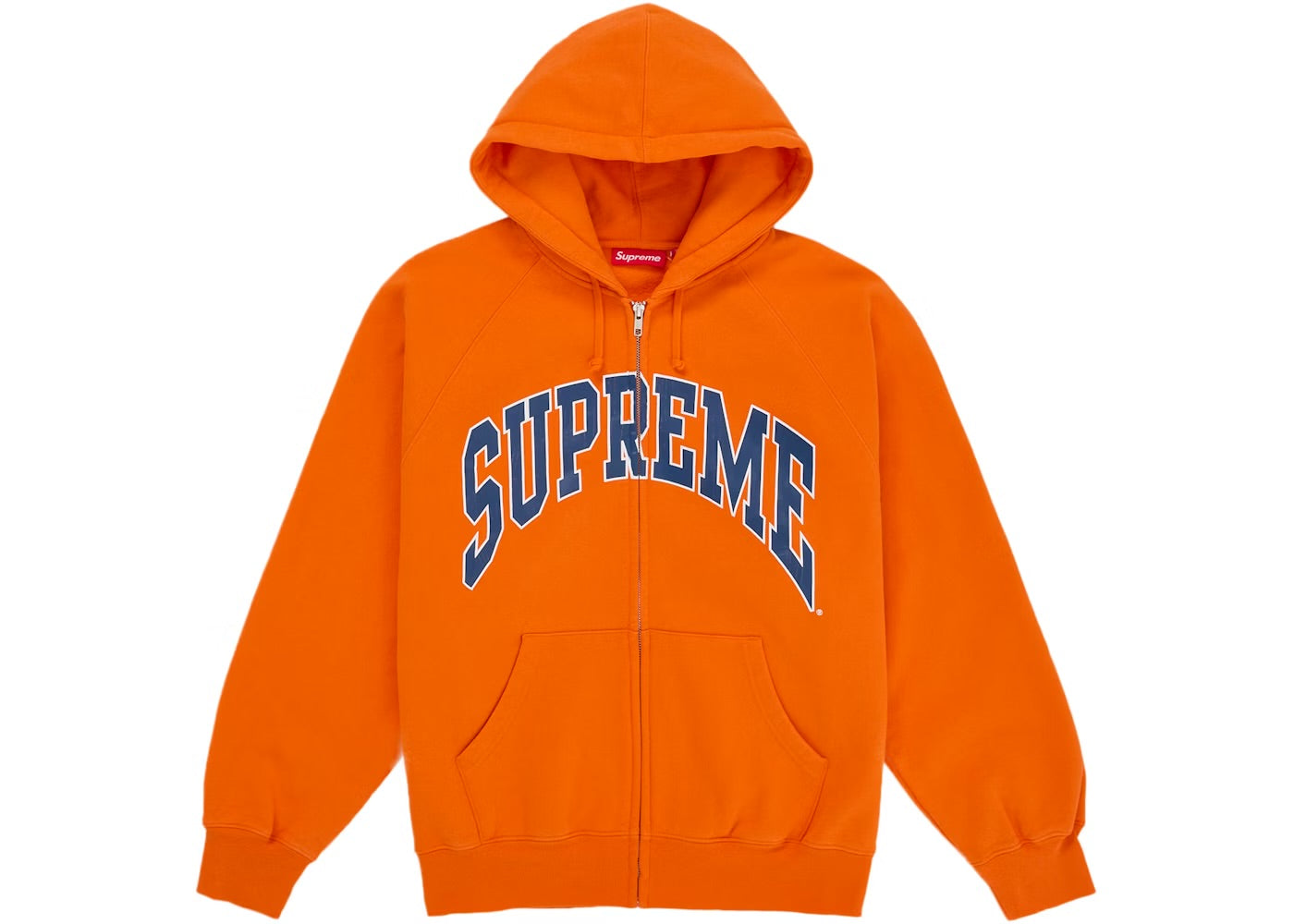 Supreme Cracked Raglan Zip Up Hoodie Sweatshirt Dark Orange