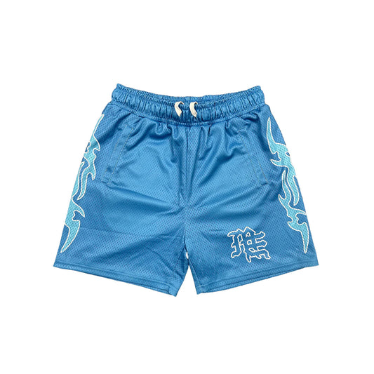 Mixed Emotion Oversize Blue Lightning Shorts
