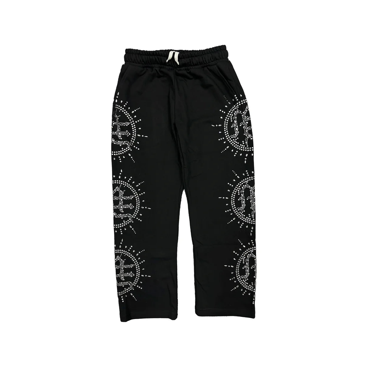 Mixed Emotion Eclipse Rhinestone Sweatpants Black
