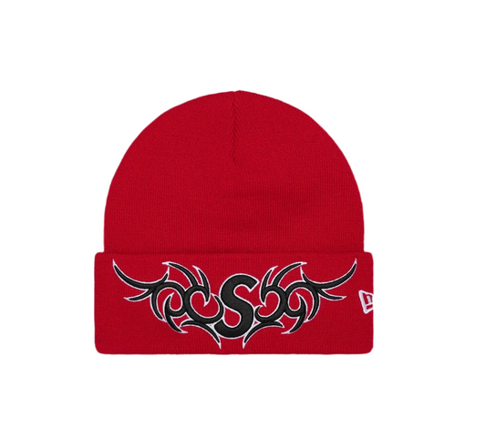Supreme New Era Tribal S Logo Beanie Red