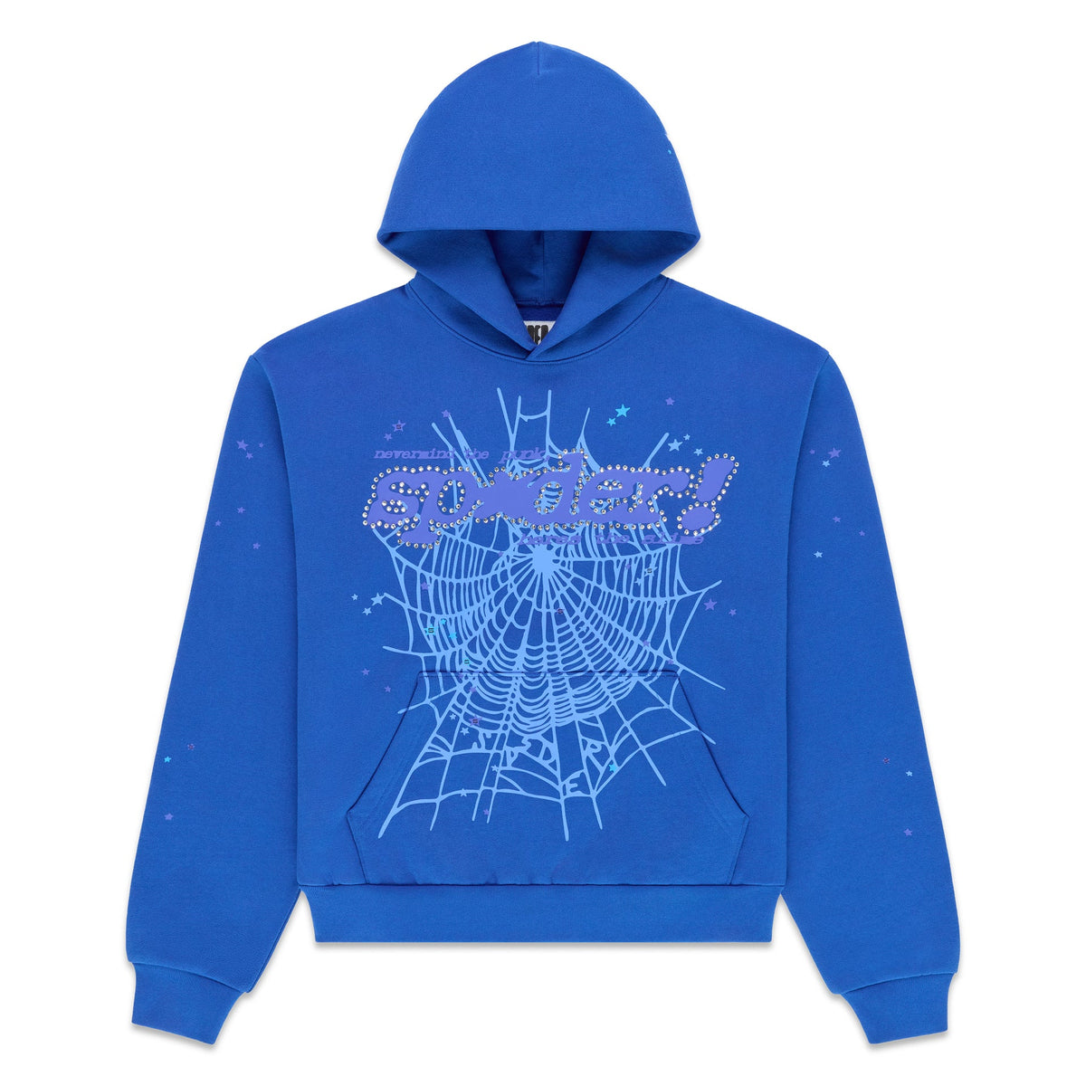 Sp5der Rhinestone Punk V2 Hoodie Blue