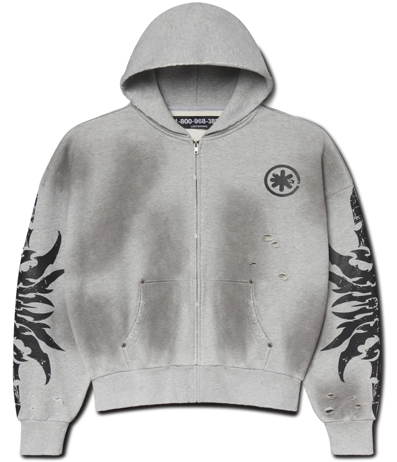 Lost SHDWS Zip-Up Hoodie Dirty Grey